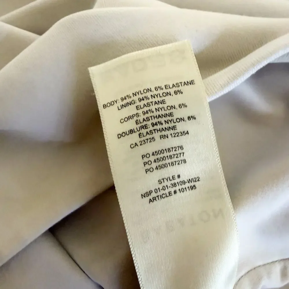 Aritzia Babaton Long Sleeve Crew Neck Crop Top White Double Layer Stretch Small